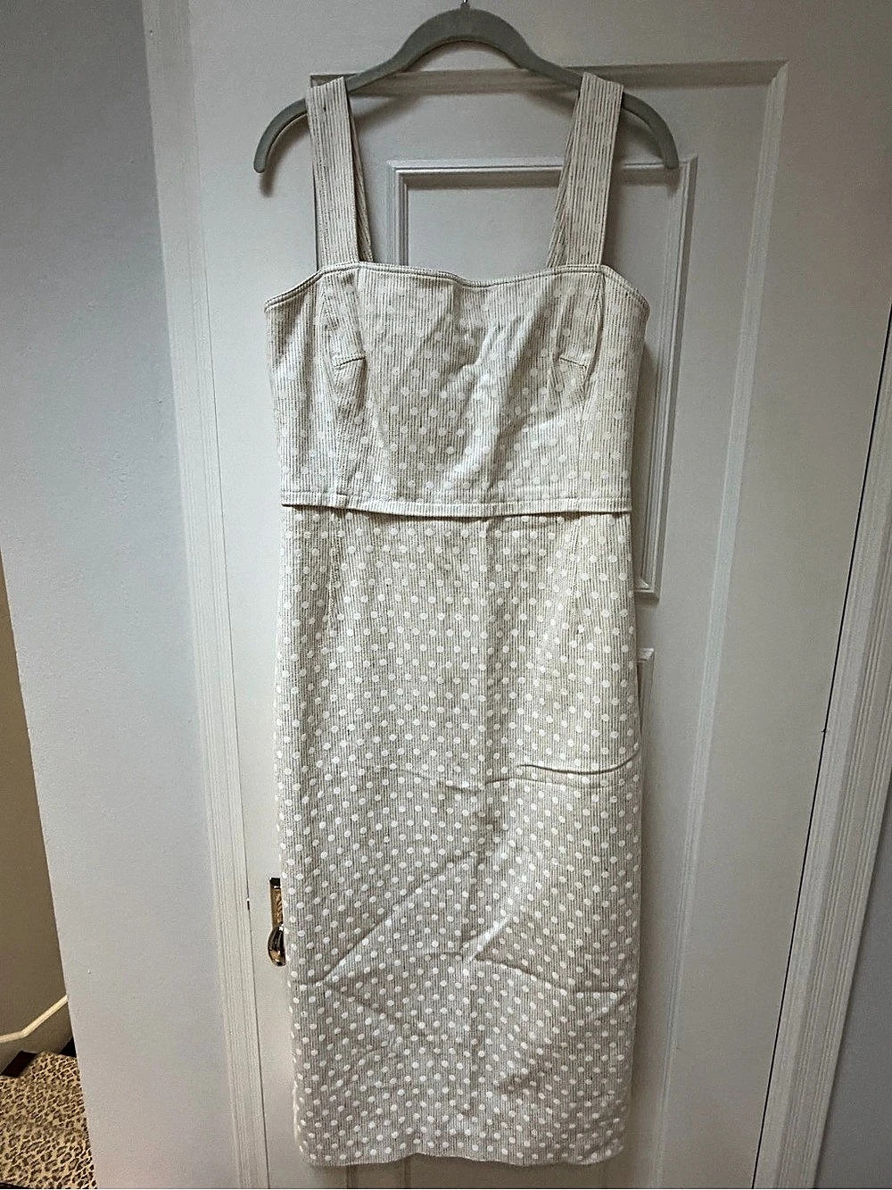 Tory Burch Polka Dot Midi Dress in Cream & White Size 10 Like New